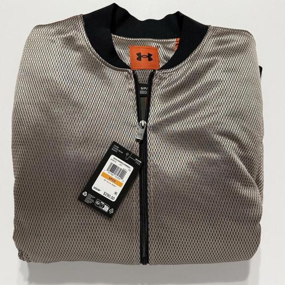 Under Armour Other - NWT $290.00 Under Armour Mens Storm Courtside Dazzle Bomber Jacket Tan Size S